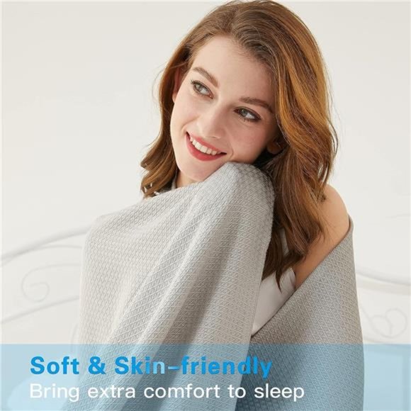 Cooling Blanket, 100% Bamboo Blankets for Hot Sleepers Night Sweats,Thin Blanket - Picture 4 of 6